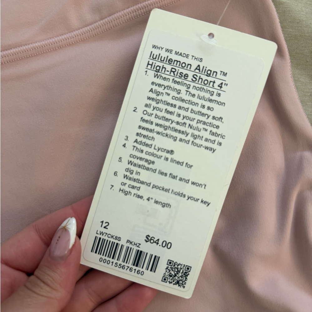NWT Lululemon High Rise Align Shorts 4" Inseam Pink Haze Size 12 - Picture 2 of 4